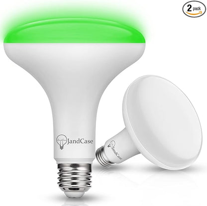 BR30 Green Flood Light Bulb, JandCase Green LED Light Bulb, 11W(100W Equivalent), 900lm, Non-Dimmable Can Light Bulbs for Ceiling, E26 Base, 2 Pack