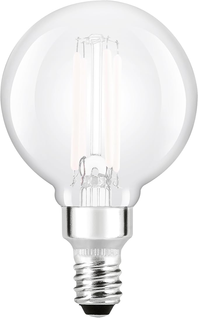 Sylvania G16.5 Clear Globe LED White Filament Bulb, 5.5W, Dimmable, 500 LMS, Candelabra Base, 5000K, Daylight - 2 Pack (42246)