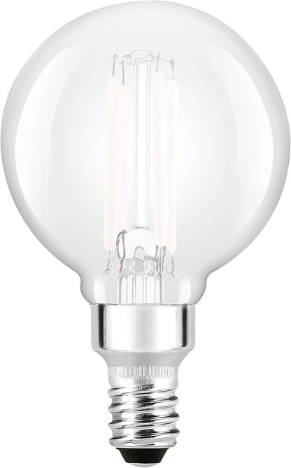 Sylvania G16.5 Clear Globe LED White Filament Bulb, 5.5W, Dimmable, 500 LMS, Candelabra Base, 5000K, Daylight - 2 Pack (42246)