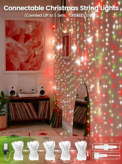 200 LED Connectable String Lights, 66FT Christmas Lights Outdoor Indoor