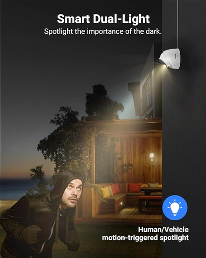 ANNKE 3K PoE Security Camera, Spotlight Color Night Vision for Surveillance, AI Human & Vehicle Detection, H.265+, IP67 Waterproof, Built-in mic & 512GB Micro SD Card Slot