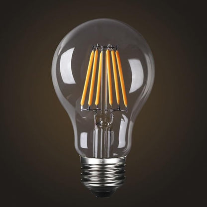 Vintage Edison LED Bulb, Dimmable 6W A19 Antique LED Bulb, 60 Watt Equivalent for Ceiling Fan and Pendant Lighting, E26 Clear Glass Cover, Soft Warm White 2700k, 550LM, Pack of 6