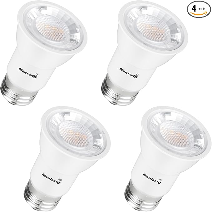Maelsrlg PAR16 LED Long Neck Recessed Spotlight Bulb, 6W(60W-75W Equivalent) Dimmable, 600 Lumens, 40° Beam Angle, Track Light Bulbs Warm White 3000K, E26 Medium Base, Pack of 4