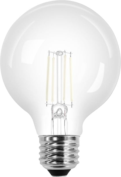 Sylvania G25 Clear Globe LED White Filament Bulb, 5W, Dimmable, 500 LMS, Medium Base, 5000K, Daylight - 2 Pack (42177)