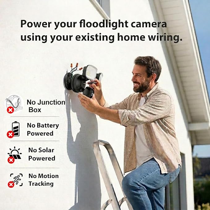 2K Hardwired Flood Light Camera, 3500LM Dual-Head Outdoor Security Camera with Color Night Vision, 5G/2.4G WiFi, PIR Motion Detection, Siren, 2-Way Audio, IP65, Compatible with Alexa, Black