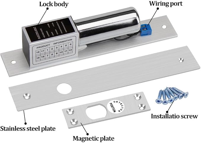 LIBO Electric Bolt Lock 2 Wires Lines DC 12V Fail Safe Electronic Lock Normal Temperature for Glass Wooden Iron Door Access Control System