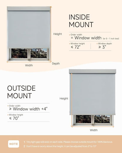 Smart Roller Shades for Windows, Alexa Blackout Motorized Blinds with Remote Control, Easy Install Automatic Electric Blinds for Indoor (31" W x 72" H, Gray)