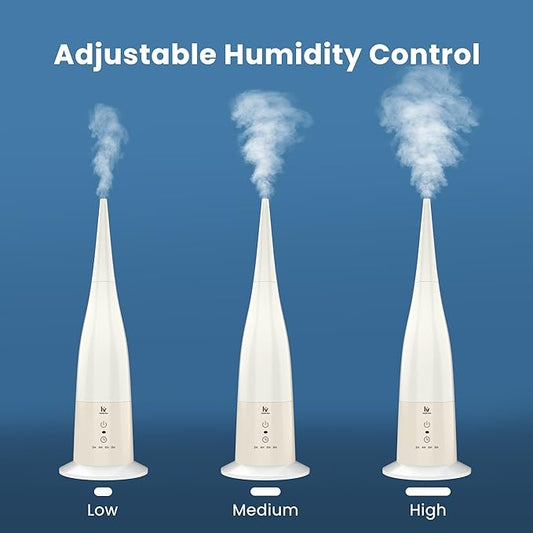 Cool Mist Humidifier, High Position Ultrasonic Humidifier for Bedroom & Large Room, 0.8-Gallon Tank, Quiet Cool Mist with 3-Speed Control, Touch & Remote, Auto Shutoff for Safety, Whisper Quiet, White
