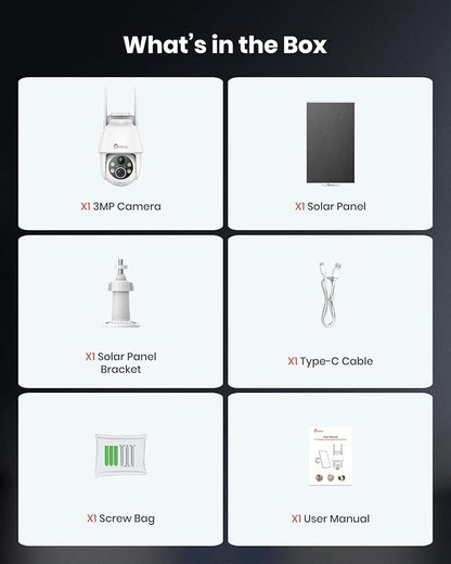 2K Solar Security Camera Wireless Outdoor,2.4G WiFi & 360˚ PTZ Battery Camera,Color Night Vision, AI/PIR Motion Detection,2-Way Audio,IP66 Waterproof,Alexa/Google Assistant,SD/Cloud Storage