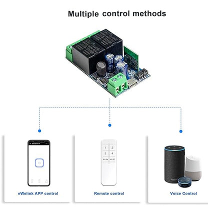 Ewelink WiFi Wireless Smart Relay Module USB 5v 2 Channel Momentary Toggle Latching 7V-48V Remote Switch Transmitter for Access Control, Garage Door,Home Automation, Compatible with Alexa Google Home