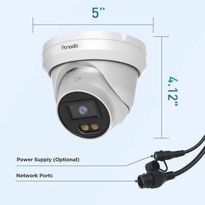 4K PoE IP Dome Camera Outdoor, 8MP Wired Turret Camera, AI Human Vehicle Detection, Built-in Mic, IP67 2.8mm Lens, 100ft Smart Dual Lights Full Color Night Vision, PD93BA1-8MD