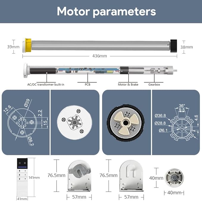 Tuya ZigBee 3.0 Smart Roller Shade Motor, 110V AC Electric Tubular Motor for 1.5" Tube, Motorized Blinds Kit Compatible with Alexa & Google Home, Zebra Blinds Motor, 5 Years Warranty (1.5N.m Torque)
