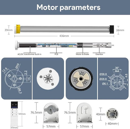 Tuya ZigBee 3.0 Smart Roller Shade Motor, 110V AC Electric Tubular Motor for 1.5" Tube, Motorized Blinds Kit Compatible with Alexa & Google Home, Zebra Blinds Motor, 5 Years Warranty (1.5N.m Torque)