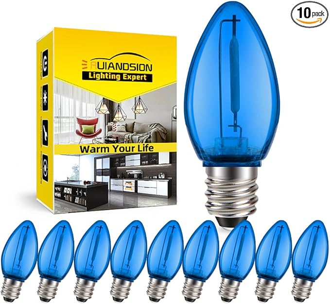 Ruiandsion E12 LED Bulb 110V Blue Screw Base for Display Cabinet Photography Christmas Strings Chandeliers Night Lights Pack of 10
