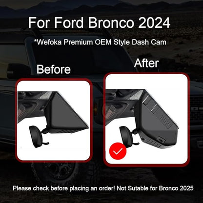 4K Dash Cam Fit for Ford Bronco 2021 2022 2023 2024, Does Not Fit 2025 Bronco, Does Not Fit Ford Bronco Sport, WiFi & App, 128GB Card (F10)
