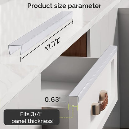 Magicheap 18"Length Cabinet Door Protector, 3/4"Thick, Transparent, 10 PCS | Snugly Fit, Flexible Slip-On, Plastic Cabinet Edge Guard Bumpers, Edge Protectors to Prevent Wear Chipping Discoloration