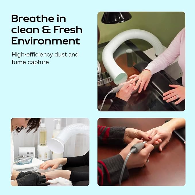 Fume Extractor with 3 Stage Filtration Salon Pure Air Revolution - Smoke Removal System - Heavy Chemical Smell & Smoke Remover - Source Capture for Nail Salon DIYers Workshops (SPA-REV, White)