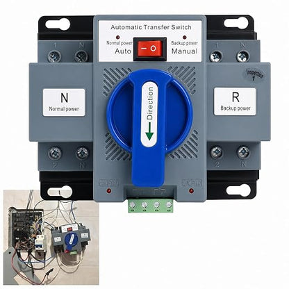 Ketofa Automatic Transfer Switch, 2P 63A 110V Dual Power ATS, CE Certified
