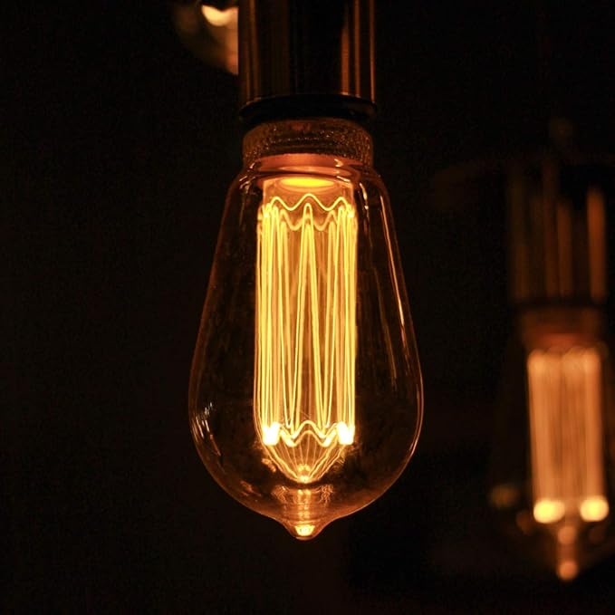 Vintage Edison Light Bulb, Decorative Dimmable LED Bulb, 3.5W Low Lumen Eye-Caring Soft Dim Lighting for Mood(Not Daylight White), Virtual Squirrel Cage Filament, E26 Medium Base, Amber RN ST64