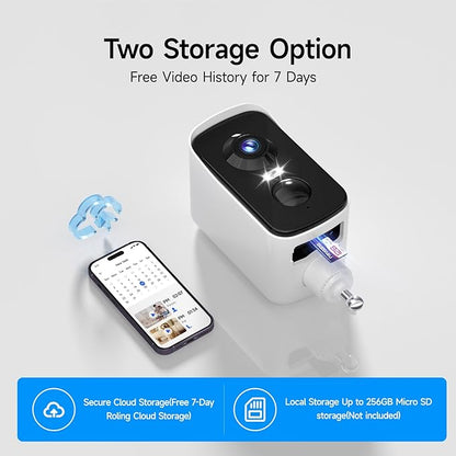fanxiang 2K Wireless Security Camera Outdoor Rechargeable Battery Camera WiFi, 300° Pan Rotating, AI Motion Detection, PIR, Color Night Vision, Spotlight, Siren, Two-Way Talk, IP65, SD/Cloud Storage
