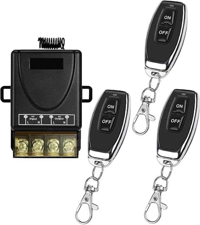 DieseRC 433Mhz Wireless Remote Control Radio Control Switch AC 110V 220V 240V 30A Relay Receiver with 3 Transmitters for Light Water Pump Household Appliances Farm Irrigation and Electrical Equipment