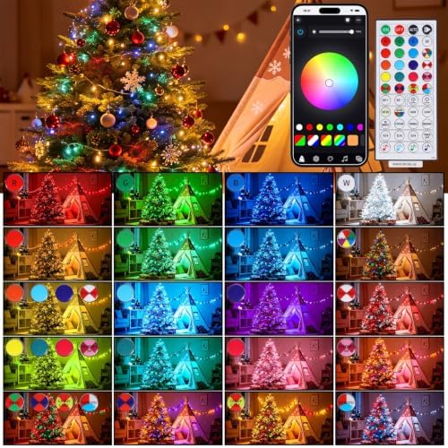 LJLNION Smart Color Changing Halloween Lights, 98.6FT 300 LED RGB String Lights with Remote & App Controlled, Music Sync Multiple Modes, Waterproof Indoor Outdoor Holiday Xmas Tree Party Decor