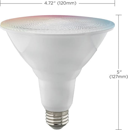 Satco S11258 Starfish 15-Watt WiFi Smart LED Light Bulb, Works with Siri, Alexa, Google Assistant, SmartThings, 2700K-5000K, PAR38, 1200 Lumens, White