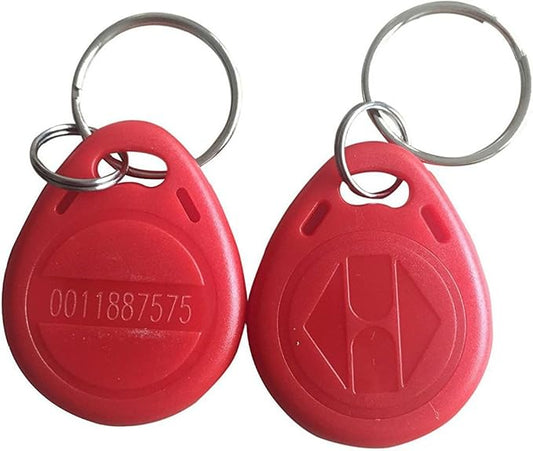 125khz RFID Smart EM ID Read Only Entry Access Keyfob Tag Token Keychain Card (100 Pack) (Red)
