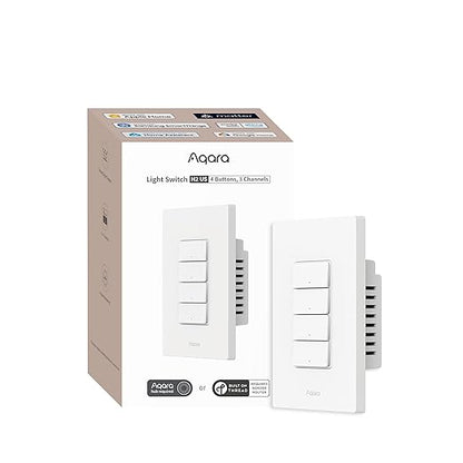 Aqara Smart Light Switch H2 (2-in-1 Neutral, 4 Buttons, 3 Channels), Thread/Zigbee Protocol, Wall Switch for Smart Home, Supports Apple Home, Google, Alexa, Matter Over Thread