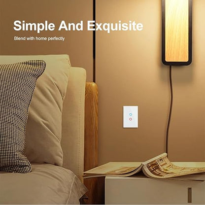 LIVOLO WiFi Touch Wall Switch for Smart Home, Compatible with Alexa & Google Home, Neutral Wire Required, 2 Gang, Tempered Glass Panel, White (120V)