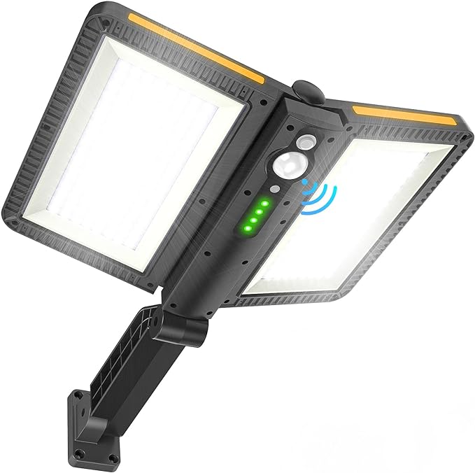 ropelux Solar Flood Lights Outdoor, 6000LM High Brightness Motion Sensor Outdoor Lights,IP65 Waterproof and 5 Modes, Wider Illuminated Area LED Solar Lights for Garden Patio Street