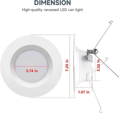 ECOELER 5/6 inch LED Recessed Lighting, Dimmable Ceiling Can Light, 16.5W 1200Lm, 5CCT Selectable(27K, 30K, 40K, 50K, 60K), Aluminum Trim, Retrofit Installation Downlight - ETL & FCC Listed