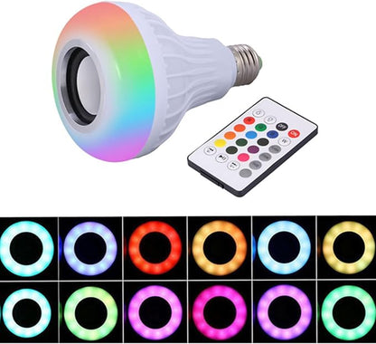 LED Light Bulb Bluetooth Speaker, E27 12W RGB Smart Bulb Wireless Music Playing Light Lamp with Remote Control Color Changing Lamp Shower Head for Bathroom Bedroom