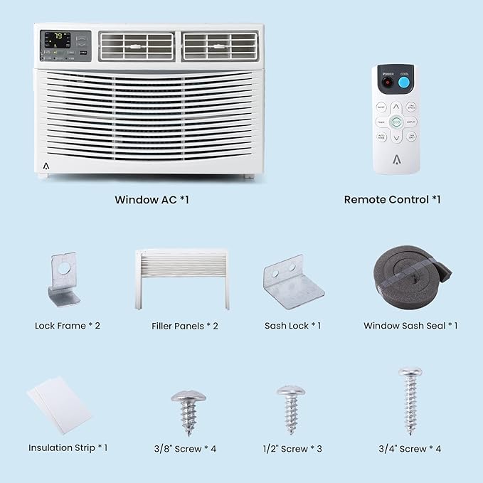 10000 Btu Window Air Conditioner for Home Windows, Window-Mounted Window Ac Unit with Remote & App Control, Sleep, Timer Modes, Ideal for Rooms Up to 450 Square Feet, Low Noise