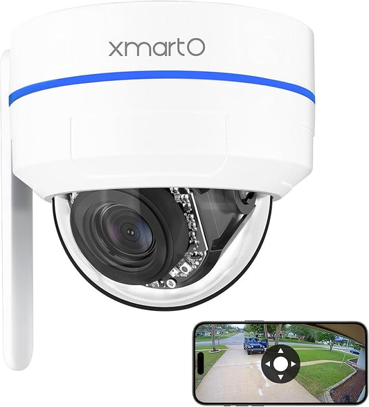 xmartO AI Tracking 2K HD Metal Dome PTZ Security Camera, WiFi 6 Dual Band Wireless, DPK3034 Ceiling Cam, 2-Way Audio, Night Vision, NVR Add-on/Standalone Use