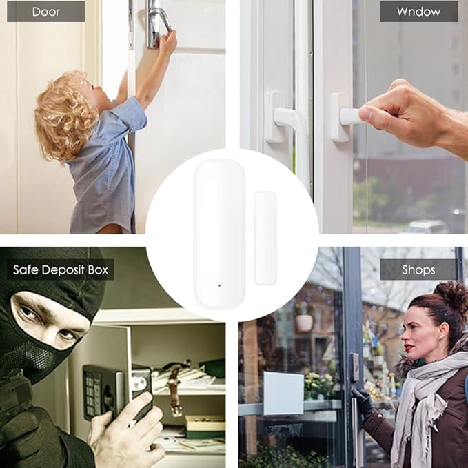 Mengshen 4 Pack Smart WiFi Door Window Sensor No Hub Required Wireless Contact Sensor for Home Security Compatible with Tuya Smart Home Devices Alexa and Google Assistant