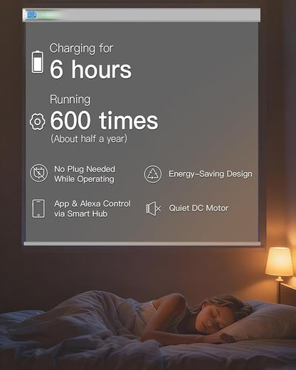 Tokblind Motorized Roller Shade with Remote Control, Blackout Electric Shade for Windows Compatible with Alexa Google via Hub, Rechargeable Smart Window Blind for Home Office (Vinyl Dark Grey)