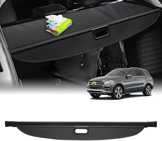 Powerty Retractable Cargo Cover for Mercedes Benz GLE 2016-2019/ Benz ML Series ML350 2012-2015, Canvas Texture Trunk Cover Privacy Screen Rear Security Shade for Benz Accessories(NOT for GLE 43 AMG)
