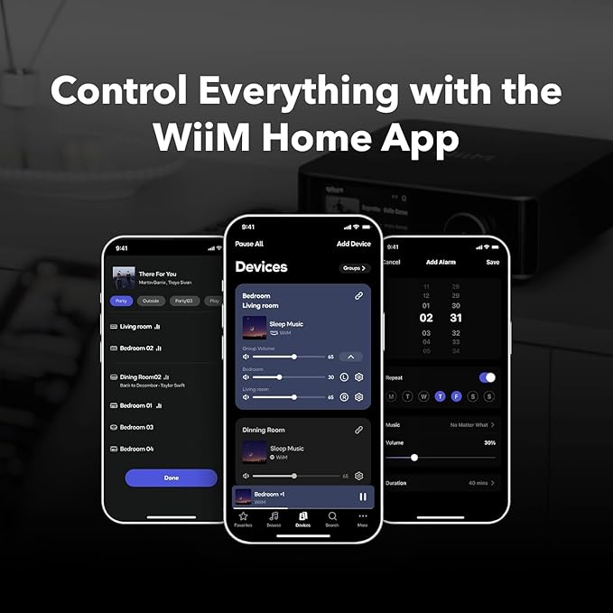 WiiM Amp Ultra with Voice Remote 2 | 100W Streaming Amplifier with Premium ESS ES9039Q2M DAC & Dual TI TPA3255 Amps | Built-in RoomFit EQ & Touchscreen | HDMI ARC, Optical, RCA Inputs | Space Gray