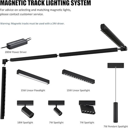 SCON Horizontal Corner Joint Connector for Recessed Magnetic Track Lighting, Professional Grade Aluminum Corner Piece to Create Custom L-Shape Layouts, 24V, Compatible Magnetic Track System