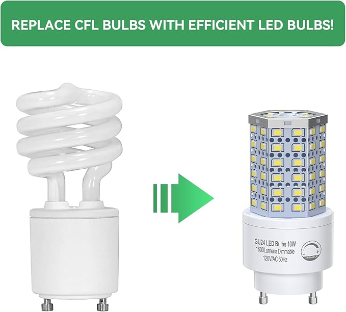 BMXKPO GU24 LED Light Bulb Dimmable 10W,5000K Daylight,1600 Lumens(100W Equivalent),Replace CFL Twist-in 2 Prong Light Bulb (4-Pack)