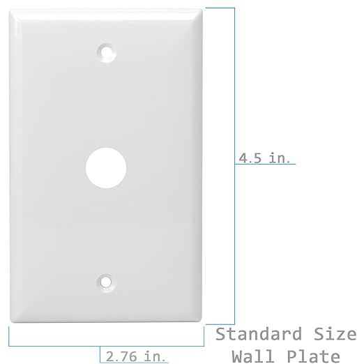 ENERLITES 1 Gang 0.406 Inch Hole Telephone/Cable Wall Cover, Fade Resistant Unbreakable Polycarbonate with Smooth Surface, 8661-W White