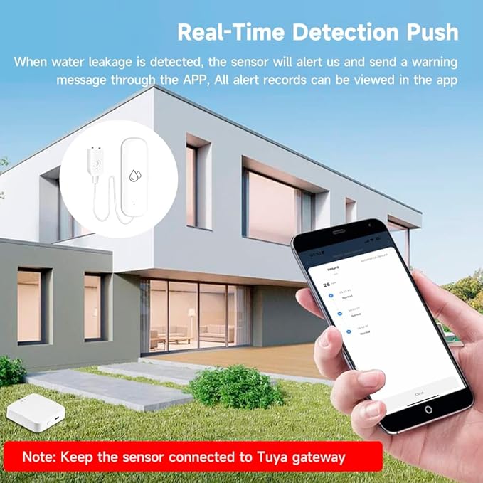 Zigbee Water Leak Sensor, Require Zigbee Hub, Tuya Water Leak Detector for Alarm System and Smart Home Automation for Kitchen Bathroom Compatible with Alexa Google Home (4)
