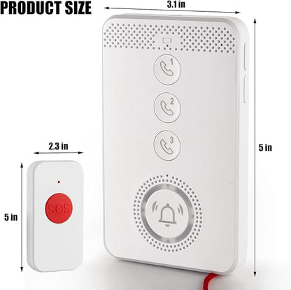 Wireless Caregiver Pager with Voice Call Function (Need SIM Card), Medical Alert System for Seniors, Two-Way Calling & Voice Recognition and Emergency Pull Cord for Elderly/Patient/Disabled Monitoring