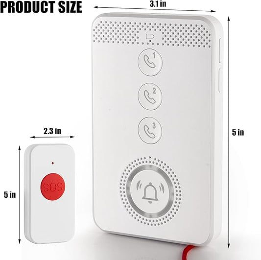 Wireless Caregiver Pager with Voice Call Function (Need SIM Card), Medical Alert System for Seniors, Two-Way Calling & Voice Recognition and Emergency Pull Cord for Elderly/Patient/Disabled Monitoring