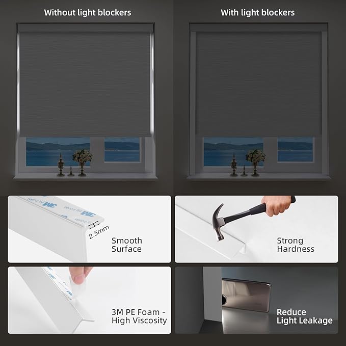 ZSTARR Motorized Blackout Window Blinds Customize Width(21-97 in) Remote Control Wireless and Rechargeable Roller Shades Blinds for Windows, Office,Home, Hotel, Club, Restaurant (Full Blackout White)