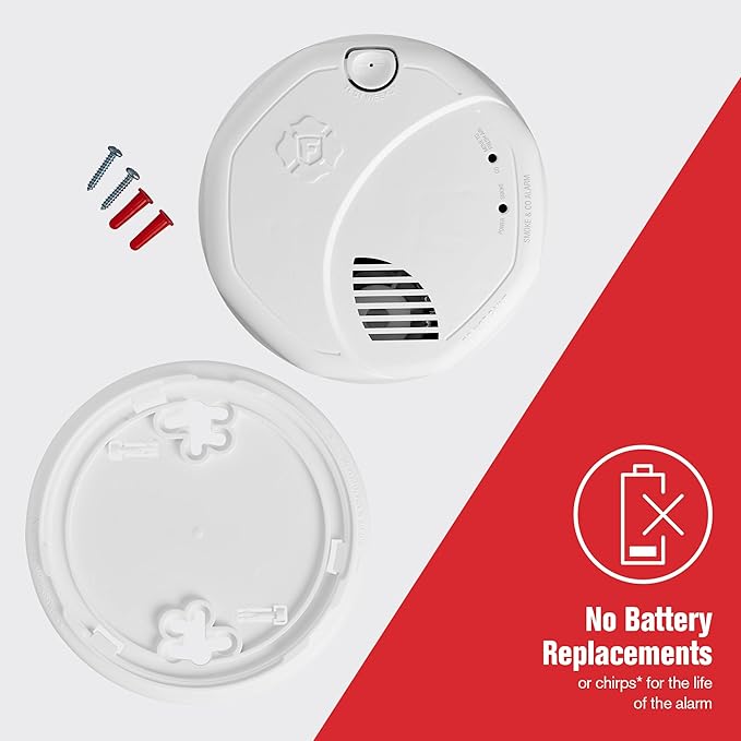 New 2025 First Alert SMCO410 Z-Wave Battery-Powered Smoke Detector & Carbon Monoxide Alarm, Works with Ring Alarm Base Station, Single Pack, White
