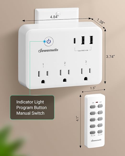 DEWENWILS Wireless Remote Control Outlet, Remote USB Outlet Switch