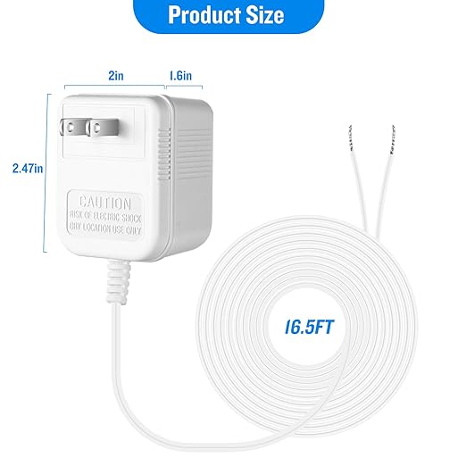 C Wire Adapter for Smart Thermostat, 24V AC Power Supply, Fits for Nest Hello August Ring Door Bell and Ecobee Nest Honeywell Smart WiFi Thermostat (with 16.4 Foot White Door Bell Wire)