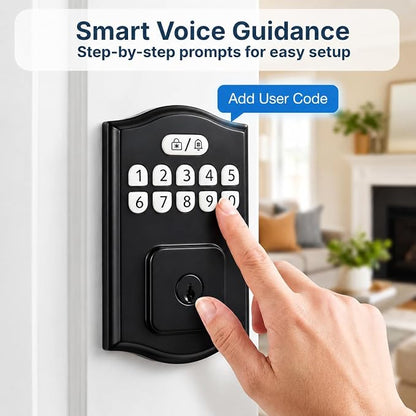 Keyless Entry Door Lock, Smart Deadbolt with Keypad, Electronic Deadbolt with 200 User Codes & 4 Backup Keys, Auto-Lock Smart Door Lock for Front Door, Easy DIY Installation